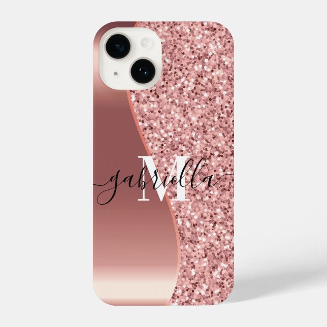 Rose Gold Glitzer Foil iPhone 14 Hülle (Rückseite)