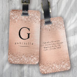 Rose Gold Glitzer Foil Monogramm Gepäckanhänger<br><div class="desc">Personalisieren Sie diese Folie Glitzer mit Ihrem Namen und Monogramm Initial.</div>