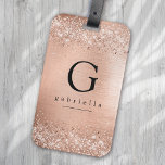 Rose Gold Glitzer Foil Monogramm Gepäckanhänger<br><div class="desc">Personalisieren Sie diese Folie Glitzer mit Ihrem Namen und Monogramm Initial.</div>