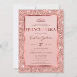 Rose Gold Glitzer Folie Prinzessin Tiara quinceane Einladung