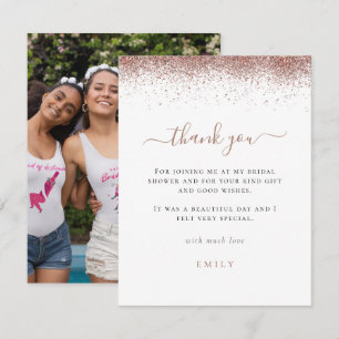 Rose Gold Glitzer Foto Brautparty Vielen Dank Karte
