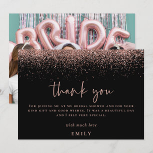 Rose Gold Glitzer Foto Brautparty Vielen Dank Karte