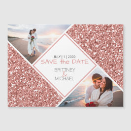 Rose Gold Glitzer Foto Collage Magnetkarte
