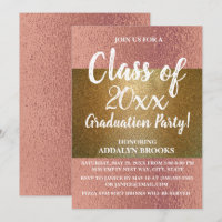 Rose Gold Glitzer Foto Grad Party Einladung