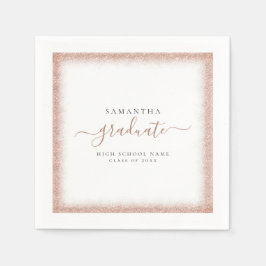 Rose Gold Glitzer Frame Graduation Party Serviette