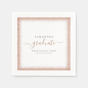 Rose Gold Glitzer Frame Graduation Party Serviette