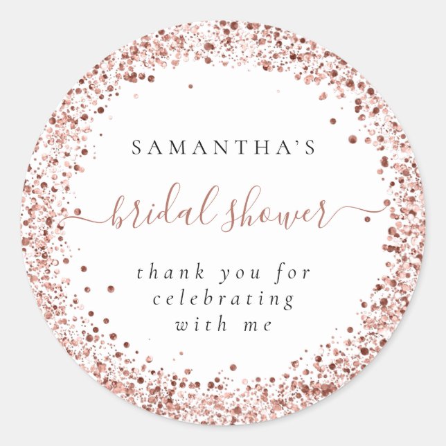 Rose Gold Glitzer Frame Name Brautparty Runder Aufkleber (Vorderseite)