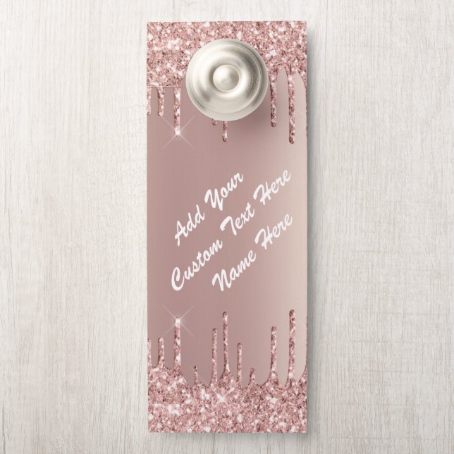 Rose Gold Glitzer Funkelnd benutzerdefinierter Tex Türanhänger (Auf Knauf)
