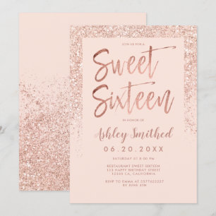 Rose Gold Glitzer funkelnd blush Rosa 16 . Geburts Einladung