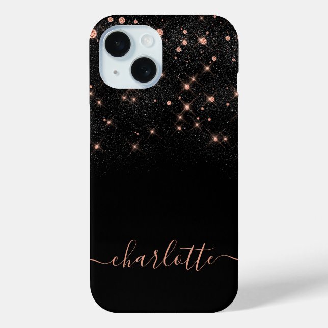 Rose Gold Glitzer Funkelnd Elegantes Glamour Scrip Case-Mate iPhone Hülle (Rückseite)