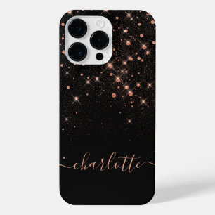 Rose Gold Glitzer Funkelnd Elegantes Glamour Scrip iPhone 14 Pro Max Hülle