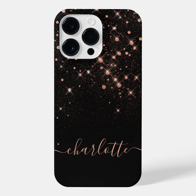 Rose Gold Glitzer Funkelnd Elegantes Glamour Scrip iPhone 14 Pro Max Hülle (Rückseite)