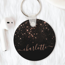 Rose Gold Glitzer Funkelnd Elegantes Glamour Scrip Schlüsselanhänger