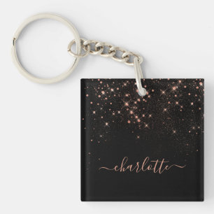 Rose Gold Glitzer Funkelnd Elegantes Glamour Scrip Schlüsselanhänger