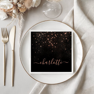 Rose Gold Glitzer Funkelnd Elegantes Glamour Scrip Serviette