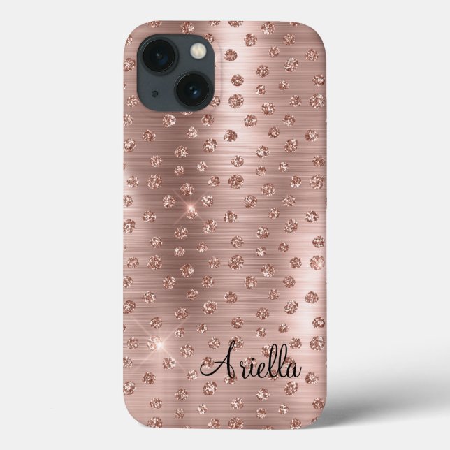 Rose Gold Glitzer Funkelnd Glam Case-Mate iPhone Hülle (Rückseite)