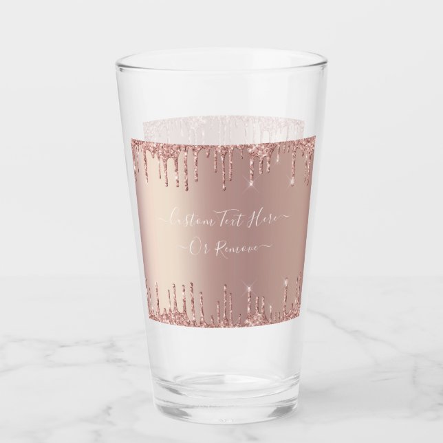 Rose Gold Glitzer Funkelnd Textsegment Glas (Vorderseite)