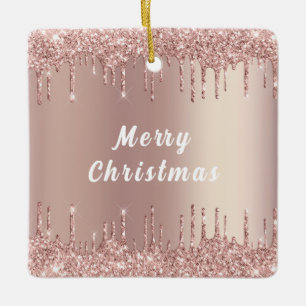 Rose Gold Glitzer Funkelnd Weihnachtsschmuck