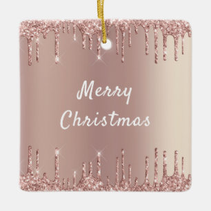 Rose Gold Glitzer Funkelnd Weihnachtsschmuck