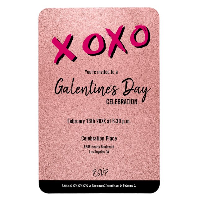 Rose Gold Glitzer Galentine Magnet (Vertikal)
