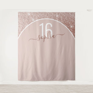 Rose Gold Glitzer Geburtstag benutzerdefinierter A Wandteppich