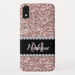 Rose Gold Glitzer & Gemische mit Name und Monogram Case-Mate iPhone Hülle