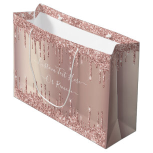 Rose Gold Glitzer Geschenktasche Eigener Textname Große Geschenktüte