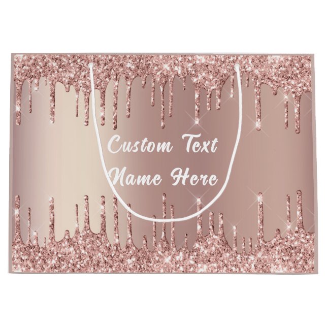 Rose Gold Glitzer Geschenktasche mit benutzerdefin Große Geschenktüte (Vorderseite)