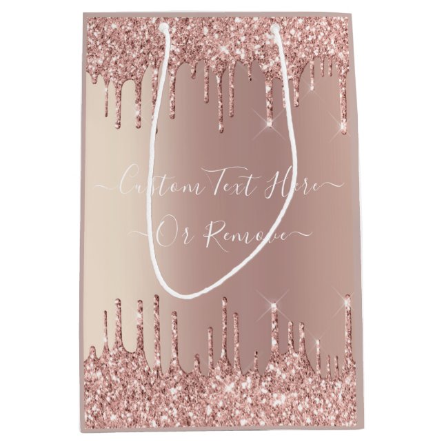 Rose Gold Glitzer Geschenktasche mit benutzerdefin Mittlere Geschenktüte (Vorderseite)