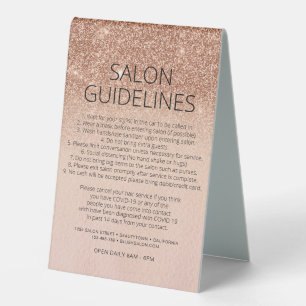 Rose Gold Glitzer Gesundheitsschutz Haare Salon Co Tischaufsteller