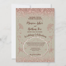 Rose Gold Glitzer Gingko Blätter auf Gray Mist