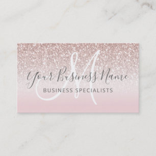 Rose Gold Glitzer Girl Business Logo Monogram Visitenkarte