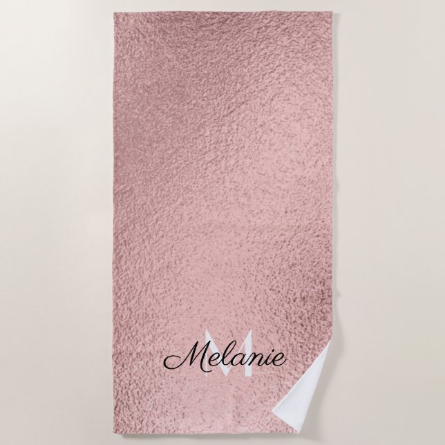 Rose Gold Glitzer Girl Sparkle Strandtuch (Vorderseite)