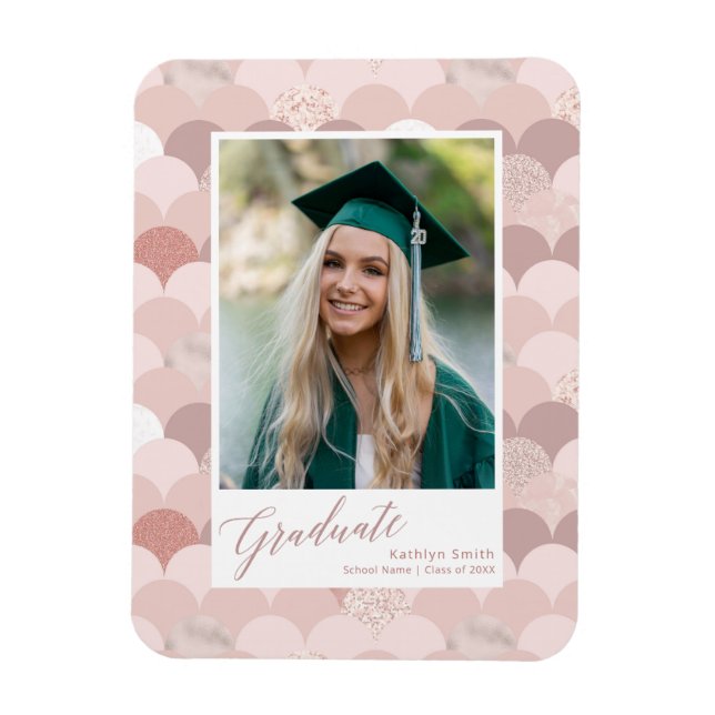 Rose Gold Glitzer Girl Trendy Abschluss Foto Magnet (Vertikal)