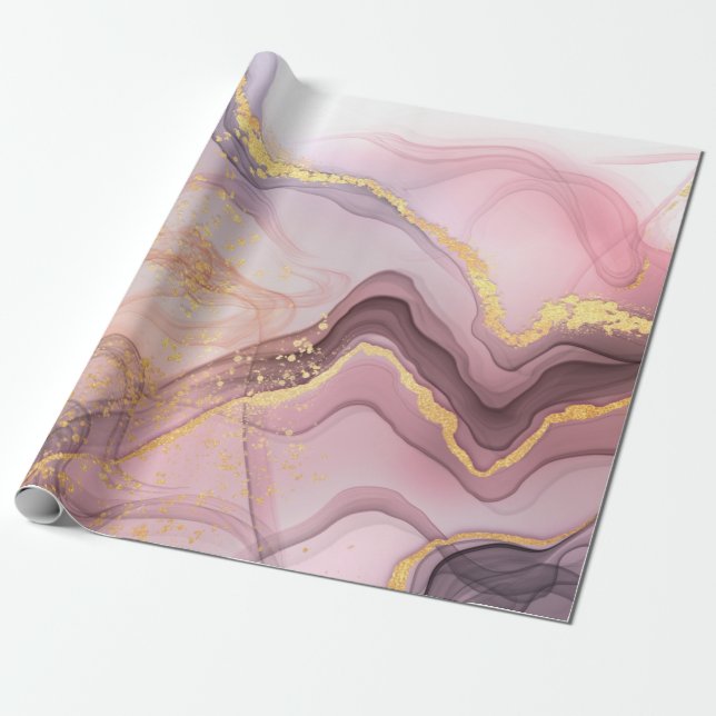 Rose Gold Glitzer Girls Geburtstagsparty Geschenkpapier (Ungerollt)