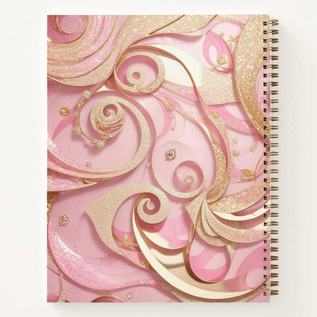 Rose Gold Glitzer Girls Glitzern Pink Stilvolle El Notizbuch (Rückseite)