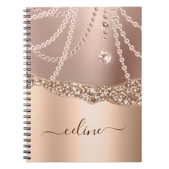 Rose Gold Glitzer Girly Locarno Notizblock (Vorderseite)