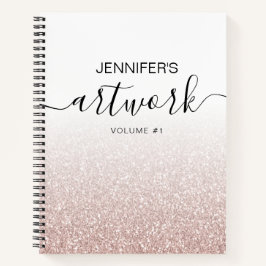 Rose Gold Glitzer Girly Ombre Sketchbook Name Notizbuch