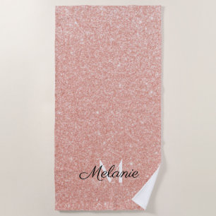 Rose Gold Glitzer Girly Sparkle Pink Name Beach T Strandtuch