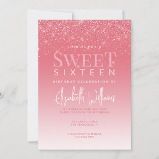 Rose Gold Glitzer Glam 16 . Geburtstag Geburtstag Einladung