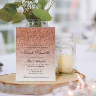 Rose Gold Glitzer Glam Bat Mitzvah Einladung