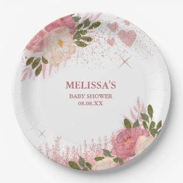 Rose Gold Glitzer Glam Custom Pappteller