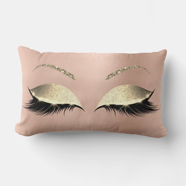 Rose Gold Glitzer Glam Makeup Lashes Sleep Lendenkissen (Vorderseite)