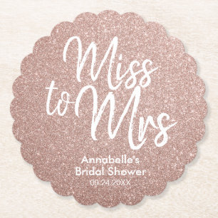 Rose Gold Glitzer Glam Miss zu Frau Brautparty Untersetzer