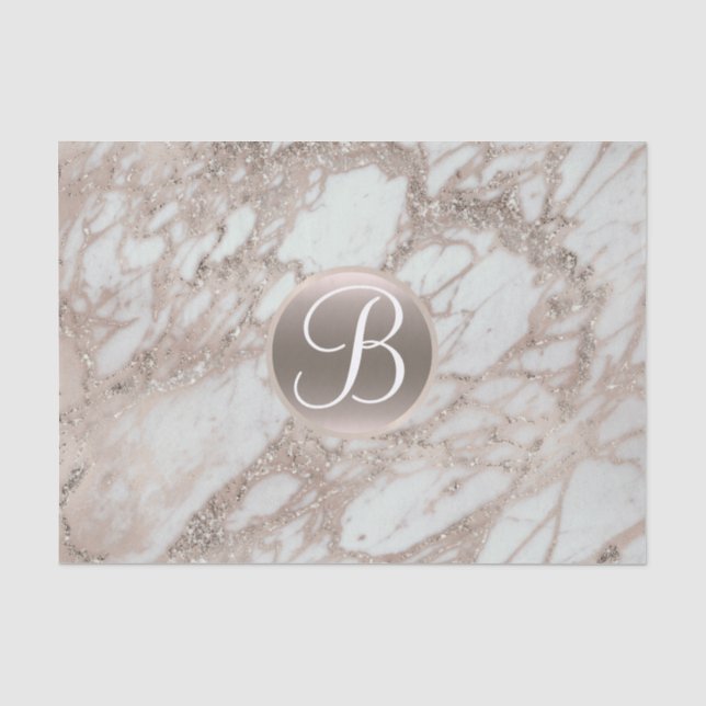 Rose Gold Glitzer Glam Monogram Letter Initial Seidenpapier (Vorderseite)