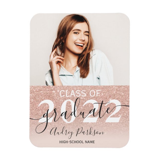 Rose Gold Glitzer Glitzern ombre Foto Abschluss Magnet (Vertikal)