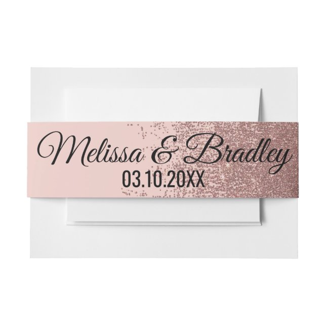 Rose Gold Glitzer Glitzern Rosa Bauchband Einladungsbanderole (Vorderseite Beispiel)