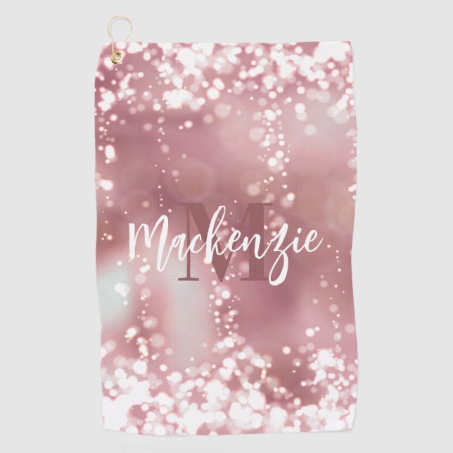 Rose Gold Glitzer Golfhandtuch (Vorderseite)