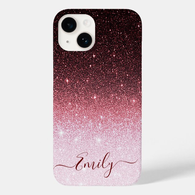 Rose Gold Glitzer Gradient Case-Mate iPhone 14 Hülle (Rückseite)