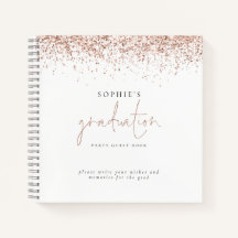 Rose Gold Glitzer Graduation Party Gästebuch